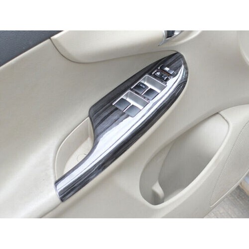 For Toyota Corolla 09-13 4X Black Wood Grain Window Lift Panel Switch Cover - Picture 2 of 7
