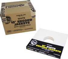 100 10 Vinyl Record Jackets Media Storage White with Hole - 10JWWHHH