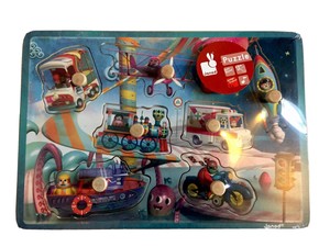 Puzzle Bois Bebe Vehicules Sonore Musical Janod Etat Neuf Ebay
