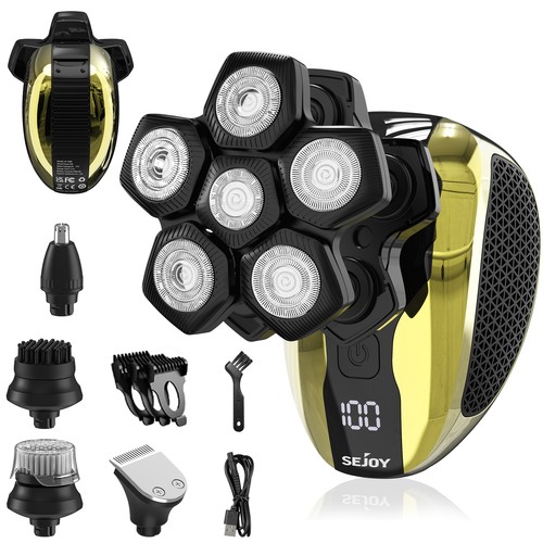 SEJOY 5 in 1 Cordless Head Shavers Bald Men Hair Trimmer Electric Razor Dry Wet - Picture 1 of 17