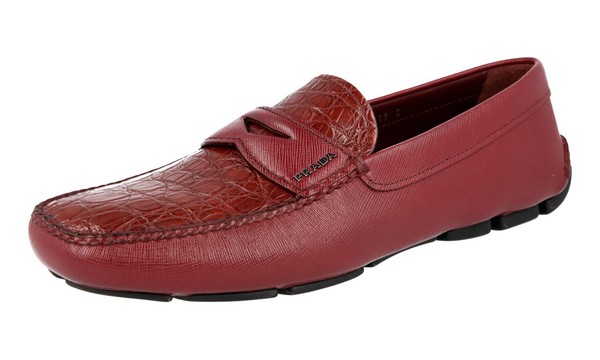 Prada Kroko Driving Loafer Slipper Schuhe - 2DD001 - Barolo Rot Neu - 9 43-image