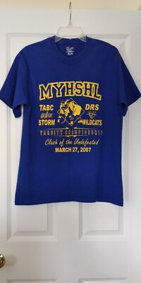 Vintage Hanes MYHSHL Varsity Championship TABC DRS T Shirt Size M Mens Blue