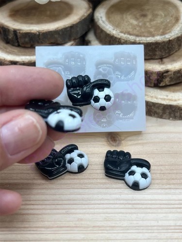 Soccer ball & gloves flat back Silicone Mold (Small) sports mold for crafts - Picture 3 of 9