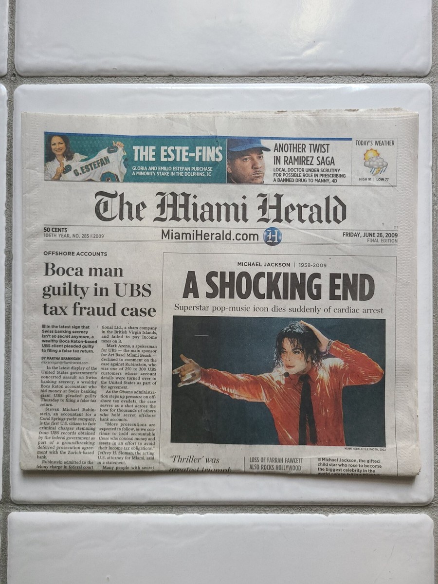 絶版　マイケル　ジャクソン　2009新聞 Michael Jackson Death June 26th 2009 New York Post Newspaper