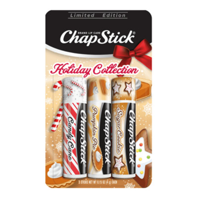 Chapstick Lip Care Holiday Collection 3 Pk- Sugar Cookie Pumpkin Pie Candy Cane 