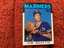JIM BEATTIE 1986 TOPPS SIGNED CARD  #729 MARINERS PITCHER, NM COND/FREE POSTAGE!