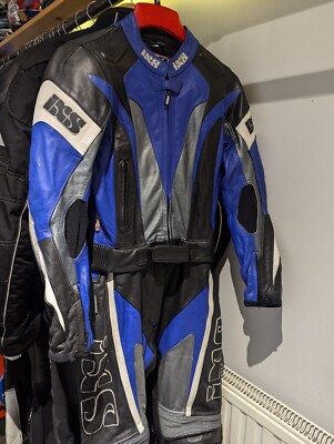 IXS Motorrad 2-teiliger Schutzlederanzug blau, silber, schwarz Größe 36