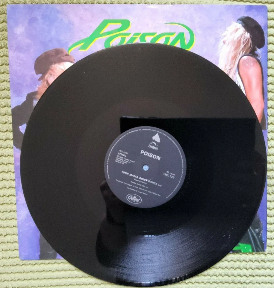Poison – Your Mama Don't Dance, 1988 - 12" single vinyl record, picture sleeve - Image 2 of 4