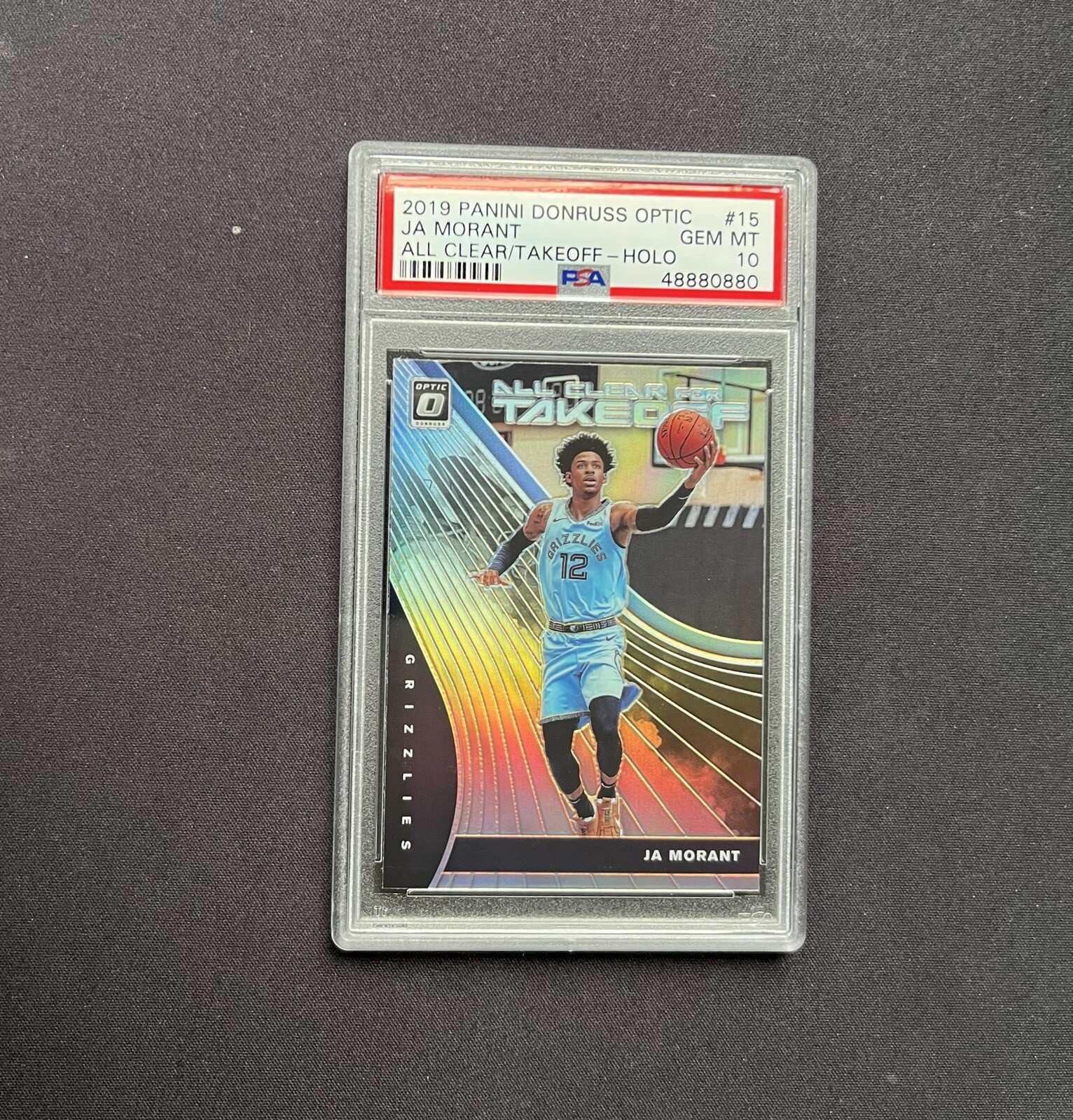2019 Panini Donruss Optic Ja Morant All Clear for Takeoff Rookie Holo PSA 10 #15