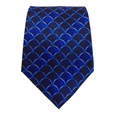 LANVIN PARIS Blue Geometric Silk Tie France 60''/ 3''.1/2 EX COND