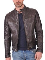 Vintage Herren Designer Brown Slim Fit Lammleder Echtleder Jacke ULJ664