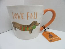 Harvest Green Studio Stonewear Mug Love Fall Autumn Dachshund Dog Cup