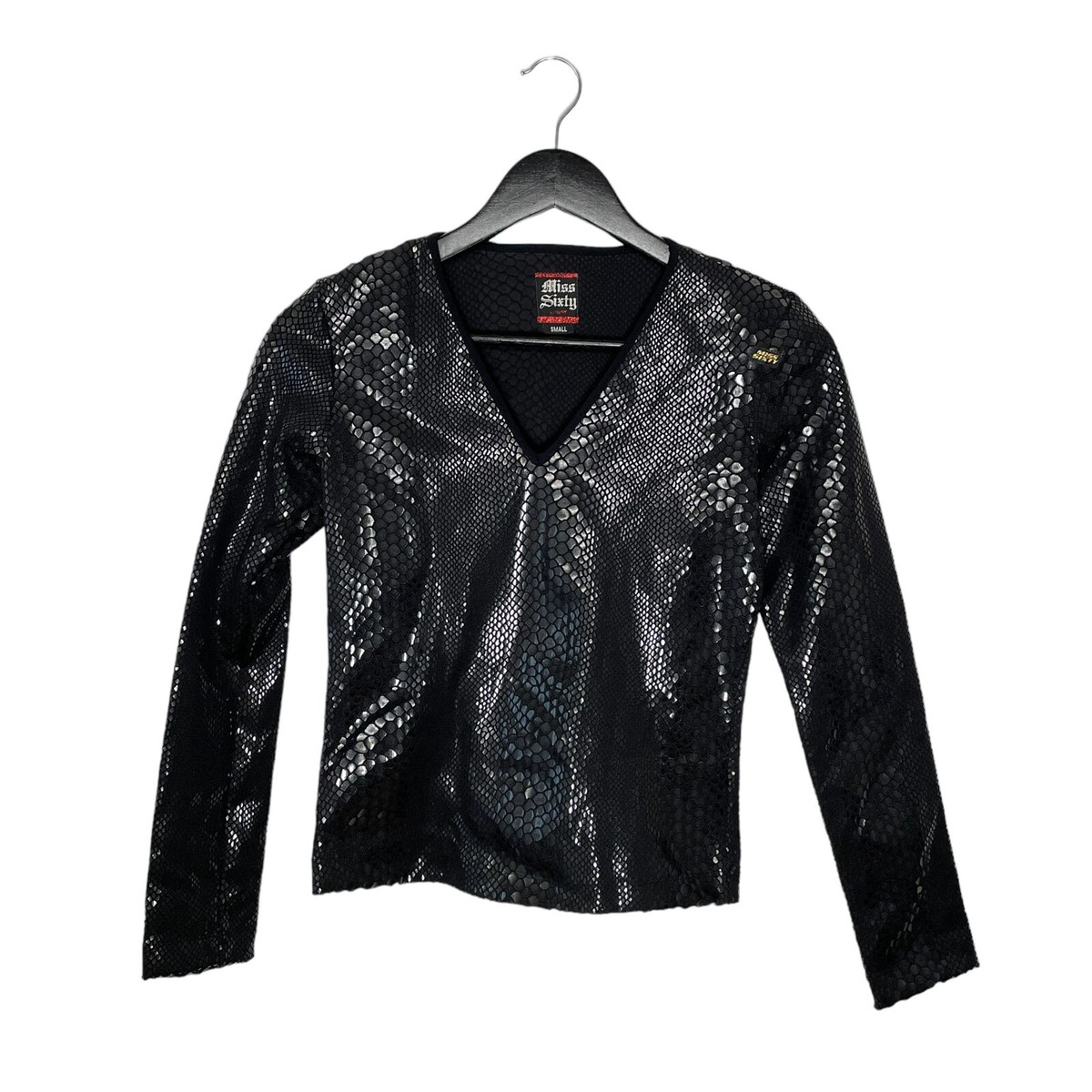 Vintage Y2K Miss Sixty Luxury Snake Skin Print Top Blouse Size S