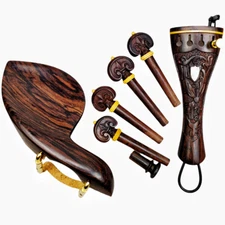 Dark Rosewood Violin Accessories Set Fiddle Fittings Carved Violin Tailpiece peg