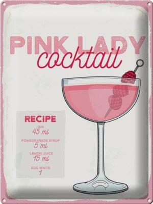 Blechschild Rezept Pink Lady Cocktail Recipe 30x40 cm Deko Schild tin sign