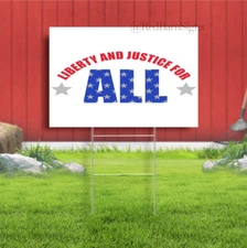 Liberty and Justice Indoor Outdoor Yard Sign with metal stakes