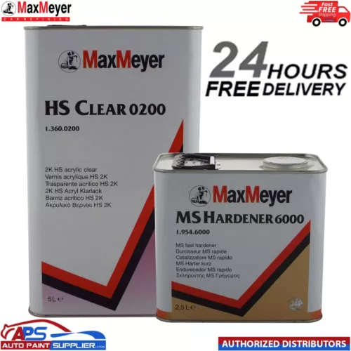 Max Meyer 0200 2K Clear Coat Car Lacquer 7.5ltr Std Kit With 6000 Hardener