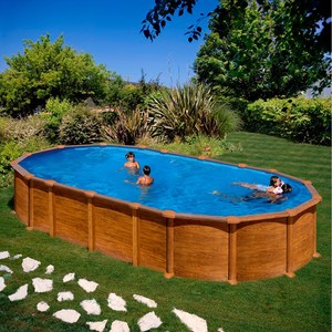 Dettagli Su Piscina Fuori Terra Gre Amazonia Effetto Legno Cm 730x375x132h