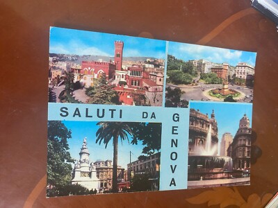 Grüße. Aus Genua.   Italien.  Farbige Multiview Postkarte