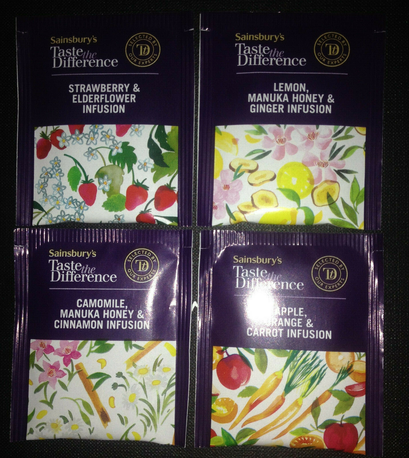 "SAINSBURY'S" Selection Pack 4 Different Enveloped Tea Bags eBay