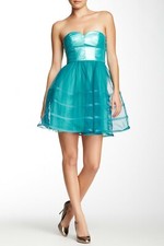 Betsey Johnson Faux Leather Strapless Party Cocktail Fit Flare Mini Dress Size 4