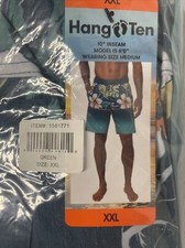 Hang Ten Men's Swim Trunks Board Shorts Swim XXL 2XL GREEN Floral Lined Hawaiian