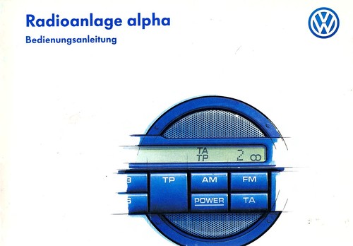 Volkswagen alpha Bedienungsanleitung Autoradio - 2 - Originalteil-