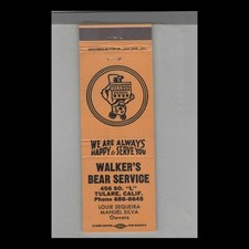 Matchbook Cover Bear Alignment System Walkers Bear Service Tulare Ca