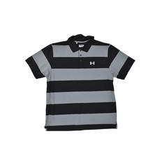 Under Armour Men's HeatGear Black Striped Polo Shirt Regular Size 2XL