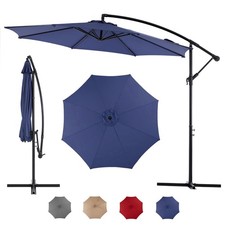 Multi Color 9.8ft Offset Umbrella with Crank Cross Base for Garden Lawn Outdoor