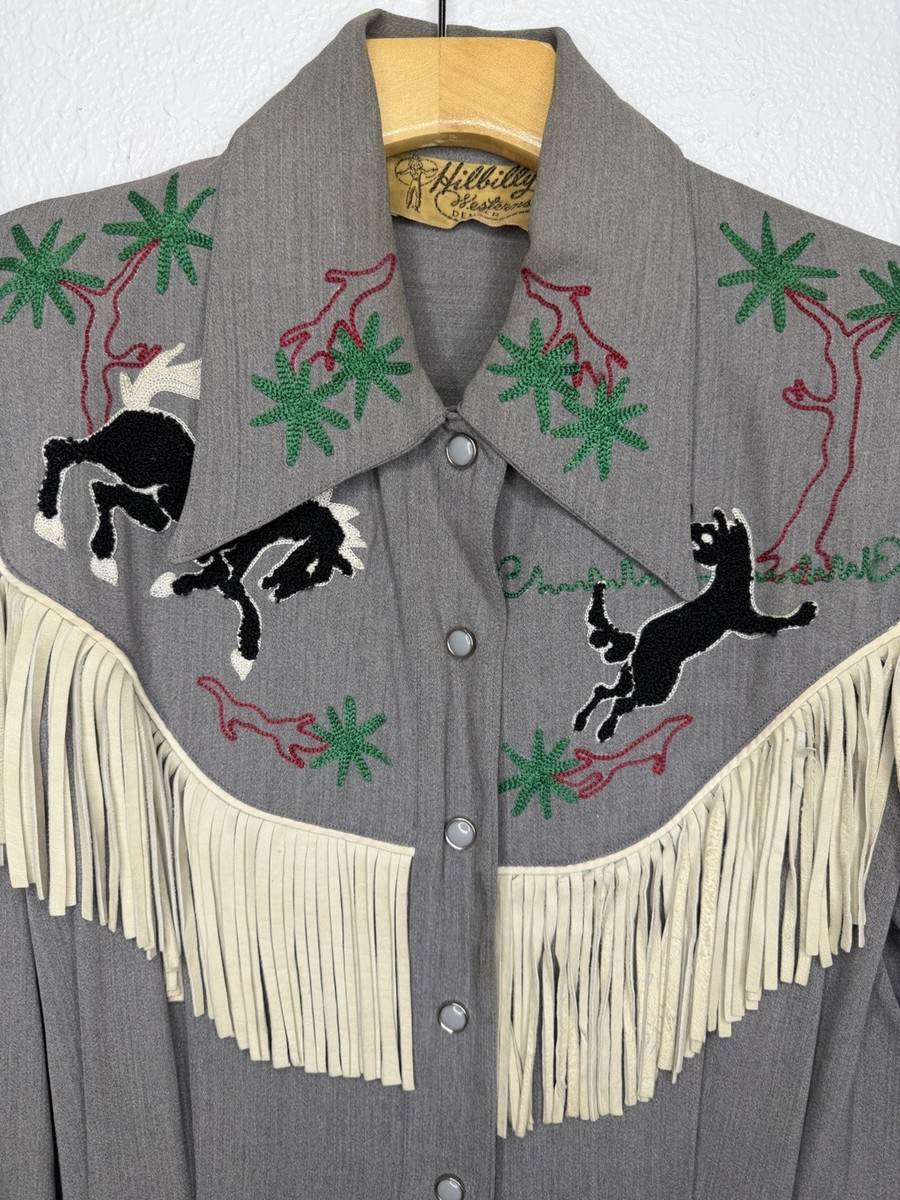 Vintage 40s Black Panther Chainstitch Gabardine Hillbilly Western