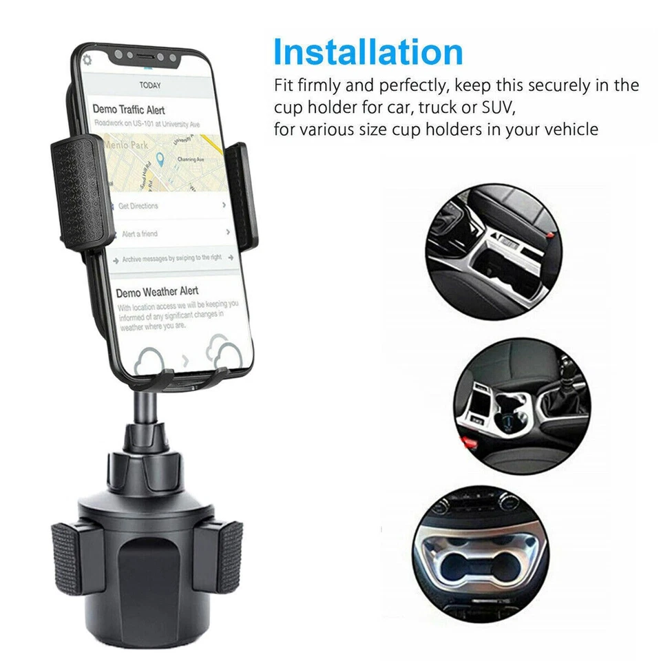 Universal 360° Adjustable Car Mount Cup Stand Cradle Holder For iPhone Samsung - Image 2 of 4