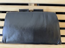Vintage Black Leather Ande Clutch Purse With Chain Handle
