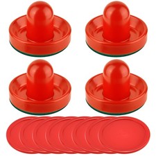 Air Hockey Paddles and Pucks Set 4 Strikers and 8 Red Pucks for Game Tables