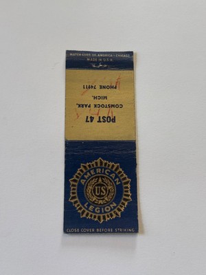 American Legion Post 47 Comstock Park Michigan Vintage Matchbook Cover 43B