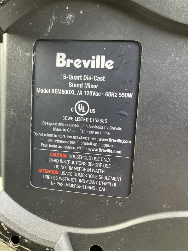 Mezclador Breville BEM800XL Mezclador de pie de 5 cuartos de galón para REPARACIÓN DE PIEZAS SOLO sin tazón, etc. Foto 2 de 4