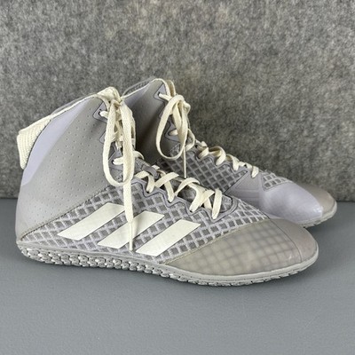 Adidas Mat Wizard 4 FU8168 Men 8.5 Gray Canvas Lace Up Athletic Wrestling Shoes