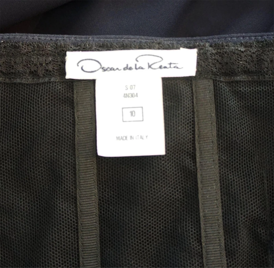 Vestido de Noche OSCAR DE LA RENTA 2007 Sin Tirantes Azul Marino Lana Crepé 10 Foto 3 de 4