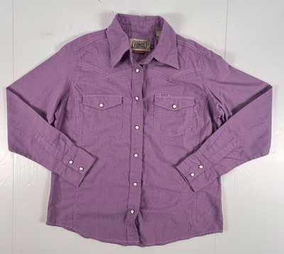 CE Schmidt Western Shirt Womens S Purple Pearl Snap Cowgirl Casual Work Wear