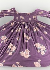 Torrid Purple Floral Challis Smocked Skater Dress Flowy Bell Sleeves Size 1