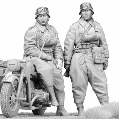 1/35 Resin Figure German Motorcyclist 2 Figures Unassembled Unpainted