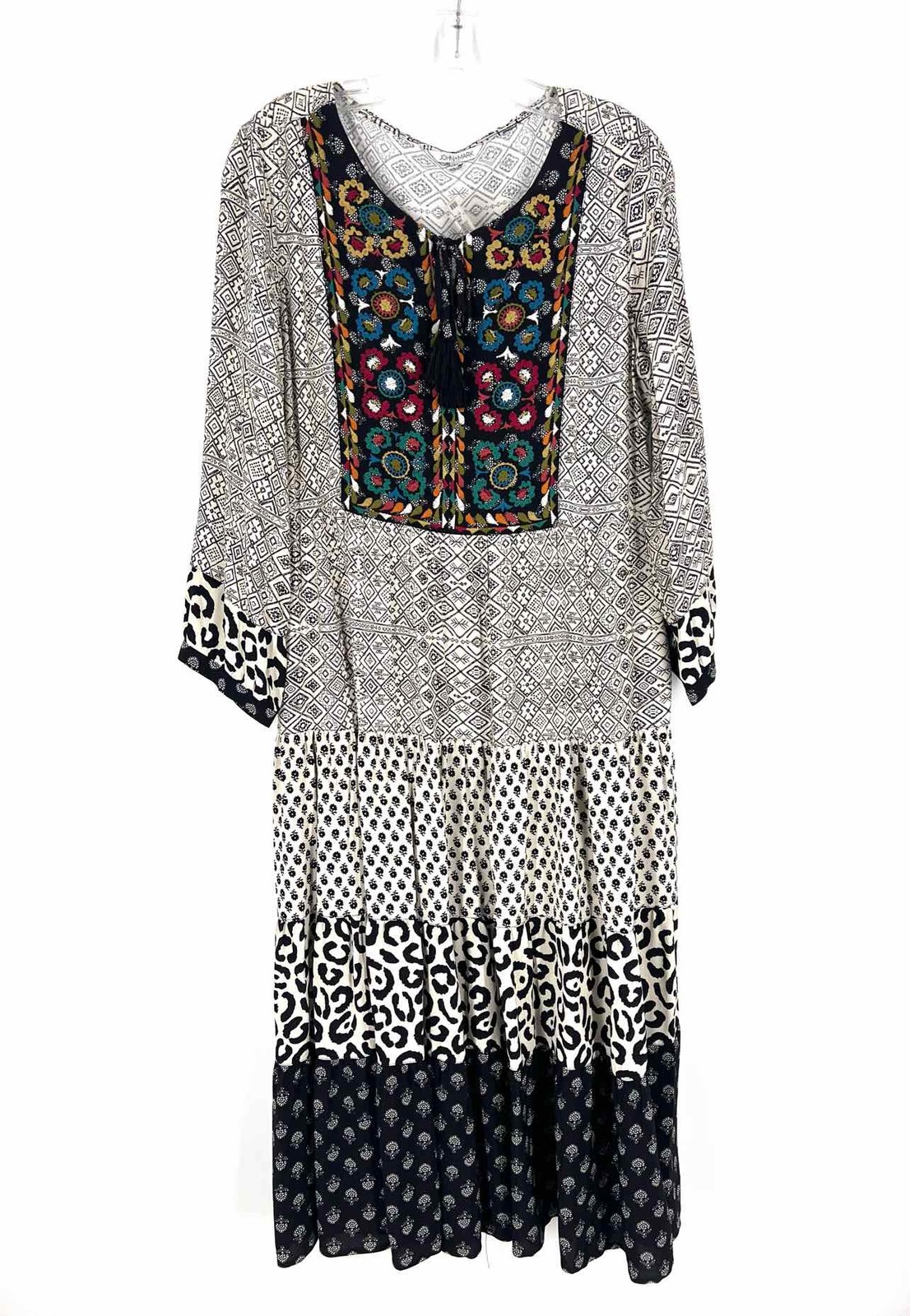 John Mark Size M Bone/Multi Embroidered Multi-Pri… - image 1