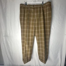 NWT STEVEN LAND Men's Plaid Dress Pants  Pleated Front Size 38R Cuffed Pants