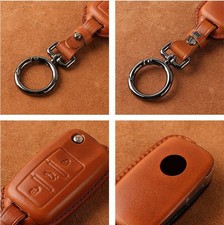 Genuine Leather Car Key Fob Case Cover For Vw Golf Mk7 Gti Jetta Skoda Seat Polo