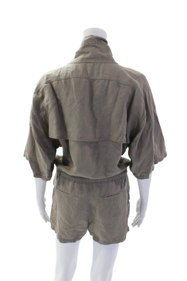 Mameluco T Alexander Wang para mujer cuello alto manga corta cremallera color topo talla XS Foto 3 de 4