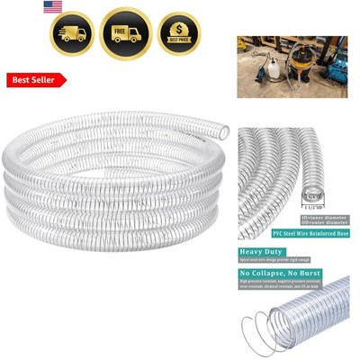 Flexible Hose 1 1/4'' id - 10ft Reinforced Tubing Heavy Duty PVC Steel Wire Va...