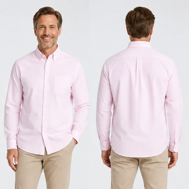 NWT Free Assembly Men's Pink/White Striped Button Front Oxford Dress Shirt Med
