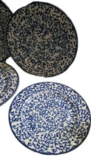 Set of 8 Royal Majestic Stoneware Country Time Blue 8750 Dinner Plates 10 1/4"