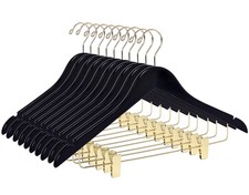 Quality Wooden Skirt Hangers with Clips 10-Pack Smooth Solid Pants Durable