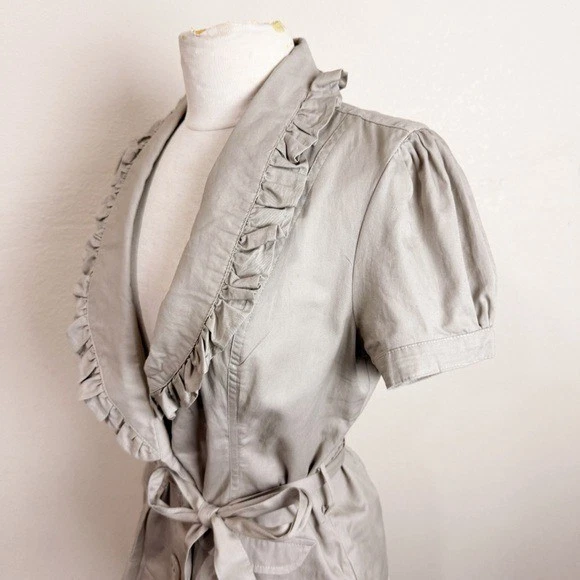 y2k Office Siren Blazer 荷叶边短袖夹克领结大号 Corpcore — 第 4/4 张图片